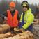 Nigel Sharplin (left) at a logging site with contractor Jason Brook.